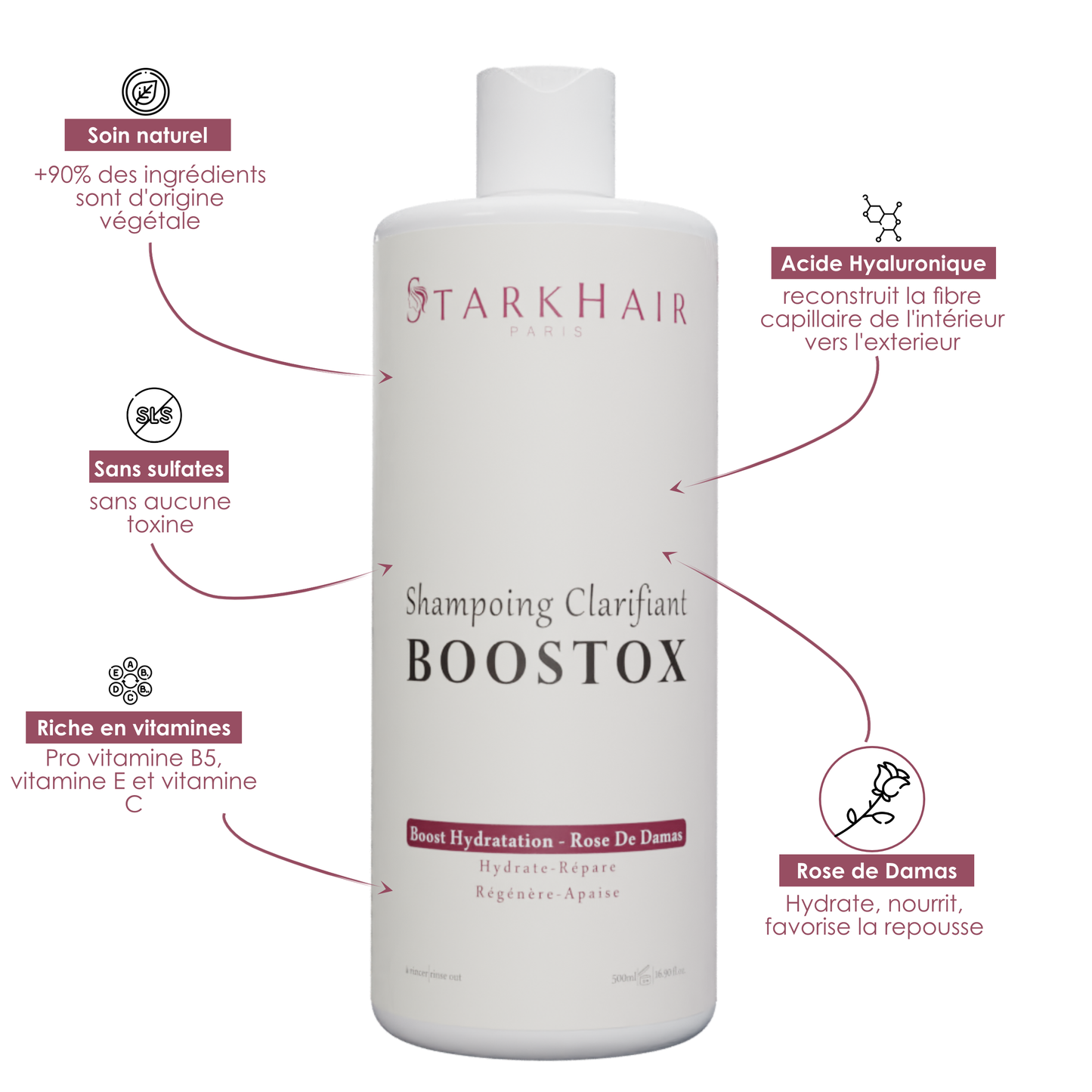 Shampoing Clarifiant Boostox - Rose De Damas - 500ml